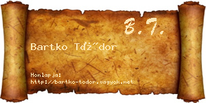 Bartko Tódor névjegykártya